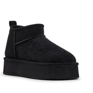 Steve Madden Women's Enchanting Ankle Boot Black Suede Platform Bootie